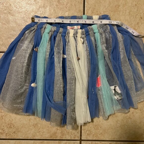 Billie Blush Seashell Skirt Tulle multi-color Blue elastic band waist kids sz 6. - Picture 10 of 10